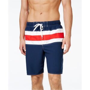 Newport Blue Mens Bandera Swim Bottom Board Shorts, Red, S, DM